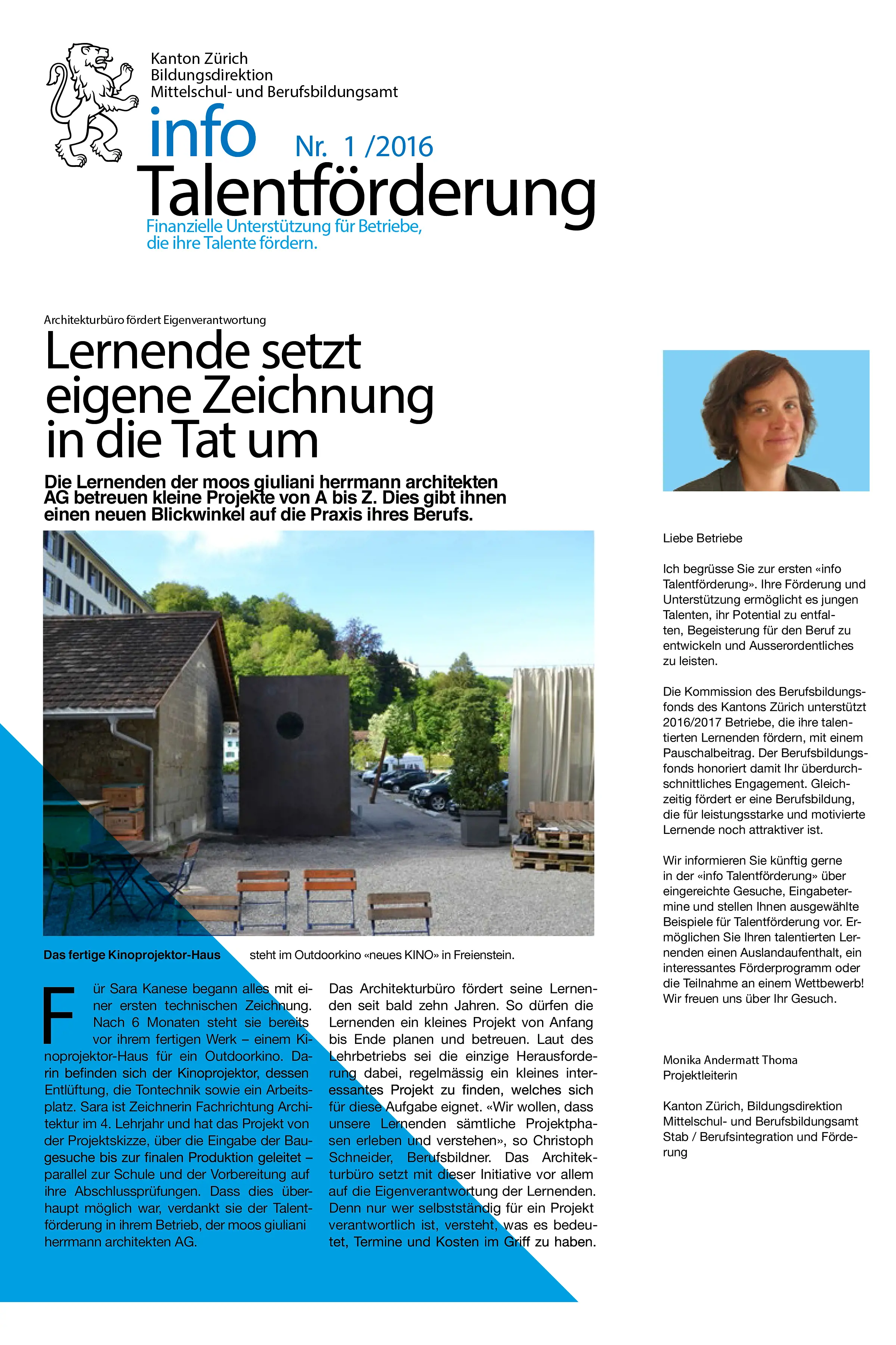 Talentförderung Kinoprojektorhaus